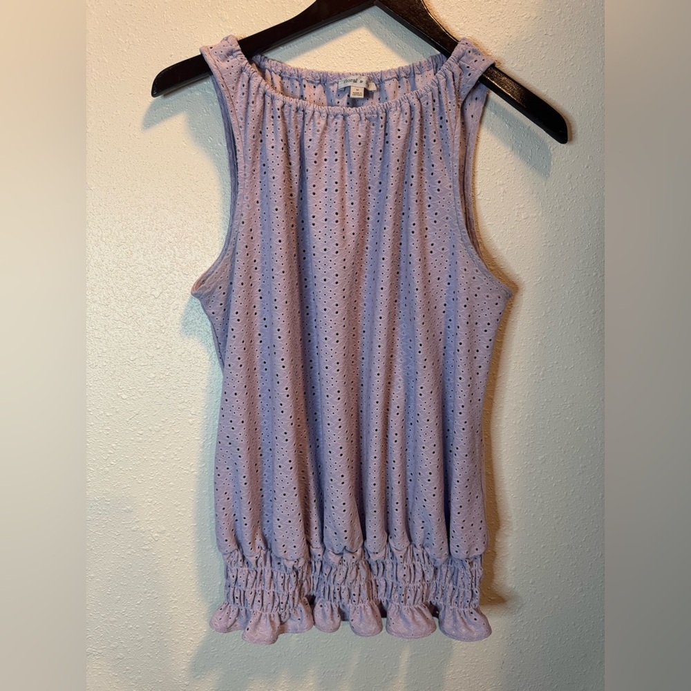 Floral & Ivy Women's Purple Eyelet Stretch Blouse Top Sleeveless Size Medium NWT